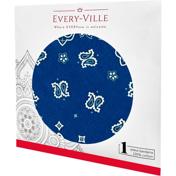 Women's Navy Blue Cotton Bandana Large Cowgirl Handkerchief Headband Scarf - Picture 6 of 7